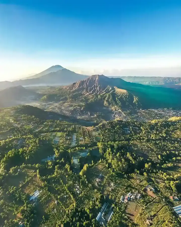 Mount Batur and its caldera seen from above